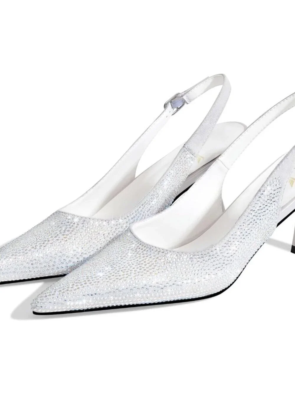 Women's Multicoloured Kitten Slingback Low Heels Dress Shoes Closed Toe Pumps